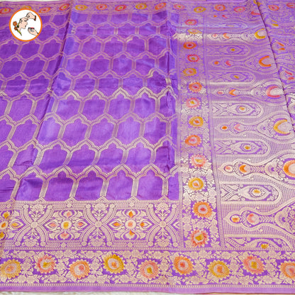 Lavender Rangkat Soft Banarsi Silk Partywear Saree(Light Weight)