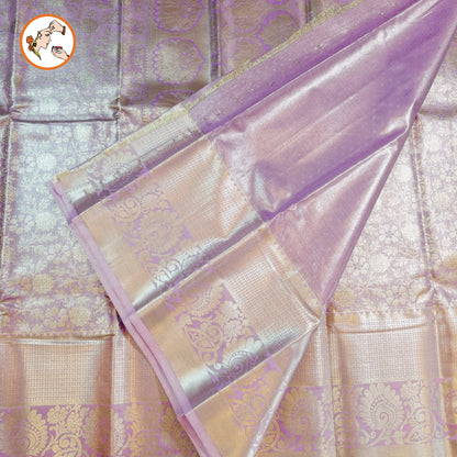 Lavender Silver zari Kanchipuram Tissue Silk Saree