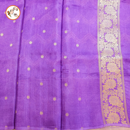 Lavender Rangkat Soft Banarsi Silk Partywear Saree(Light Weight)
