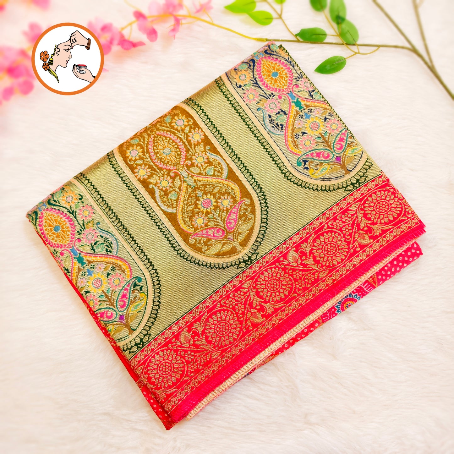 Dark Pink Fancy border Soft Banarsi Silk Partywear Saree