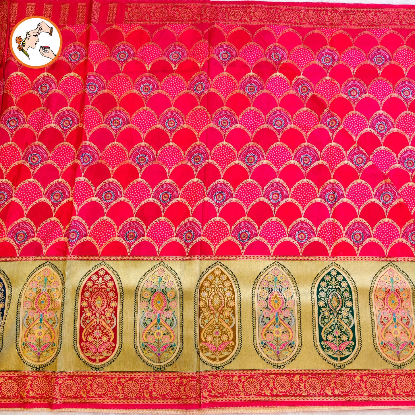 Dark Pink Fancy border Soft Banarsi Silk Partywear Saree