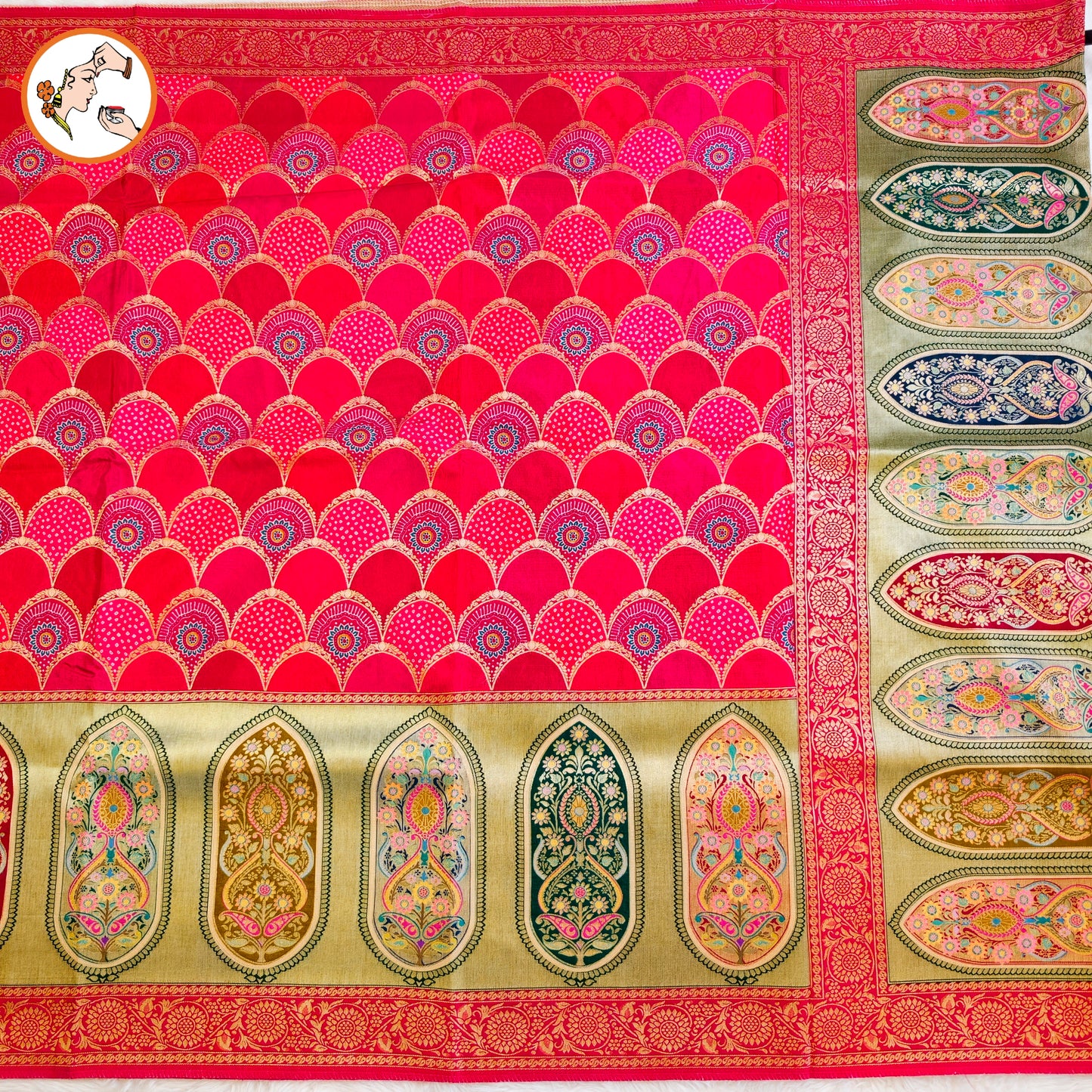 Dark Pink Fancy border Soft Banarsi Silk Partywear Saree