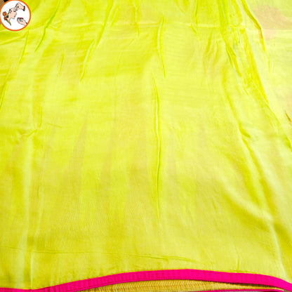Lime Green floral Half Saree Banarasi Style Silk Designer Saree