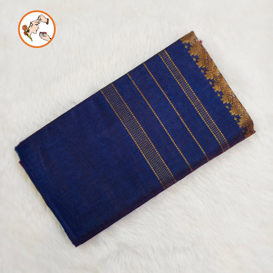 Dark Blue Traditional Vairoosi Pure Silk Cotton Saree