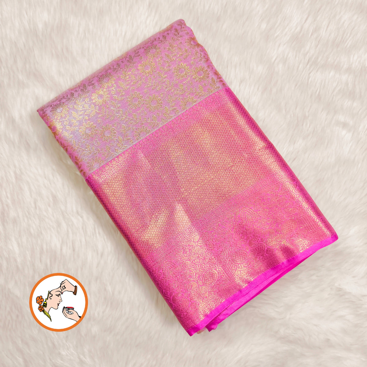 Lotus Pink Kanchipuram Mix High Tissue Bridal Silk Saree