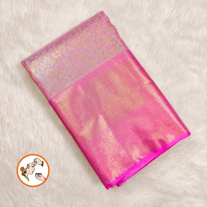 Lotus Pink Kanchipuram Mix High Tissue Bridal Silk Saree