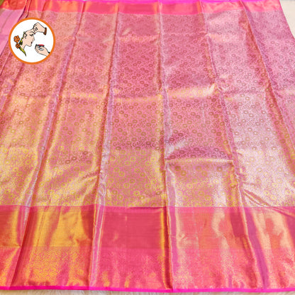 Lotus Pink Kanchipuram Mix High Tissue Bridal Silk Saree