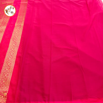 Maroon with Pink border Premium Banarasi Georgette Saree