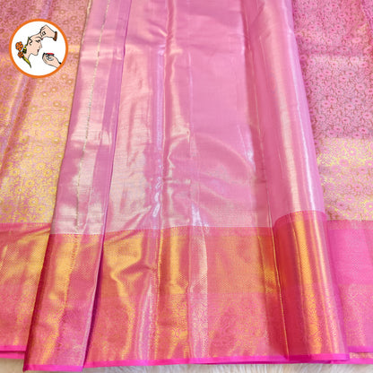 Lotus Pink Kanchipuram Mix High Tissue Bridal Silk Saree