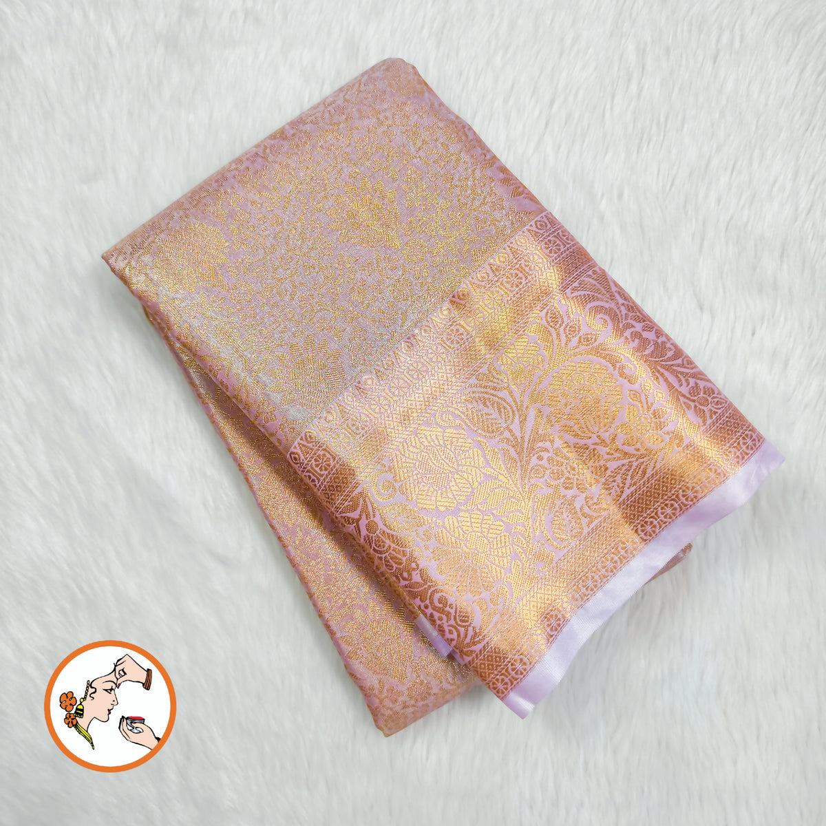 Light Pink (Baby Pink) Floral Gold zari weaving Kanchipuram Bridal High Tissue Silk Saree