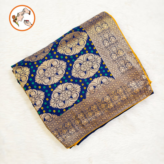 Dark Blue Meenakari work Soft Banarasi Silk Designer Saree