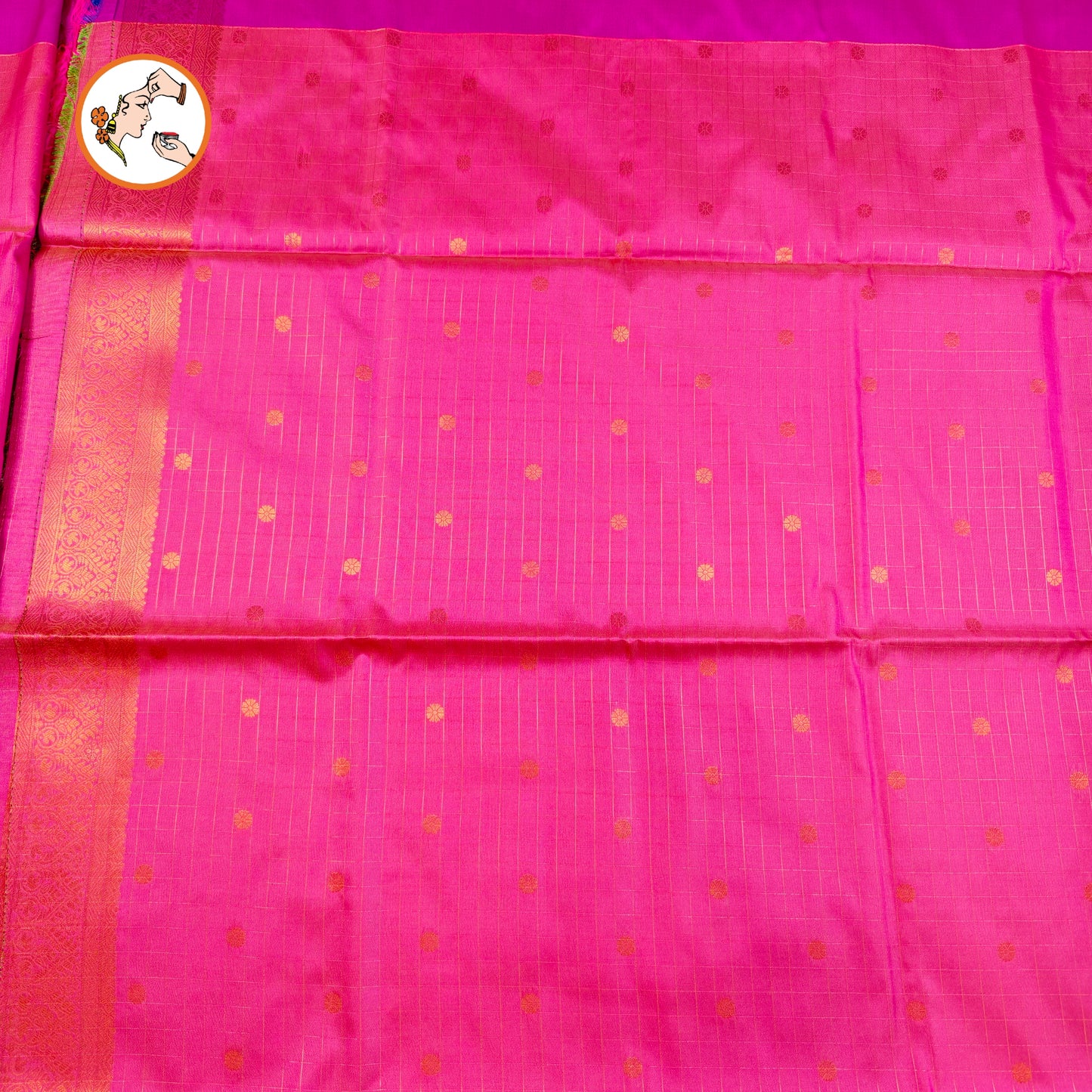 Pink Vintage checks (Kattam) Fancy border Kanchipuram Soft Silk Saee