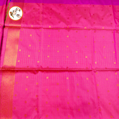 Pink Vintage checks (Kattam) Fancy border Kanchipuram Soft Silk Saee