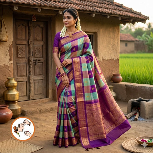 Purple Paalum Pazhamum Pure Silk Cotton Saree