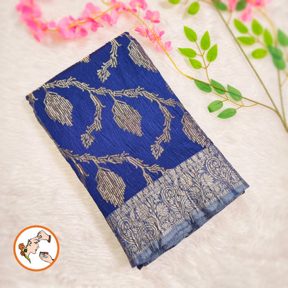 Blue Designer Banarasi Crush Saree