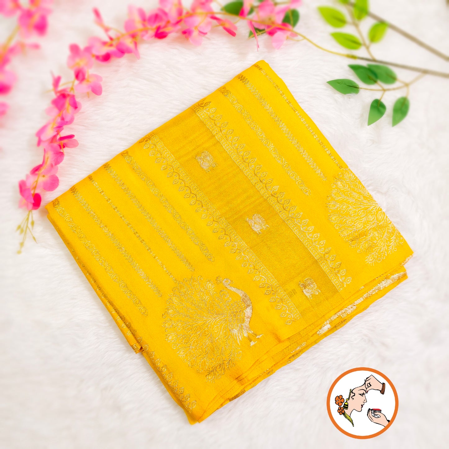 Yellow Peacock border Fancy Silk Saree