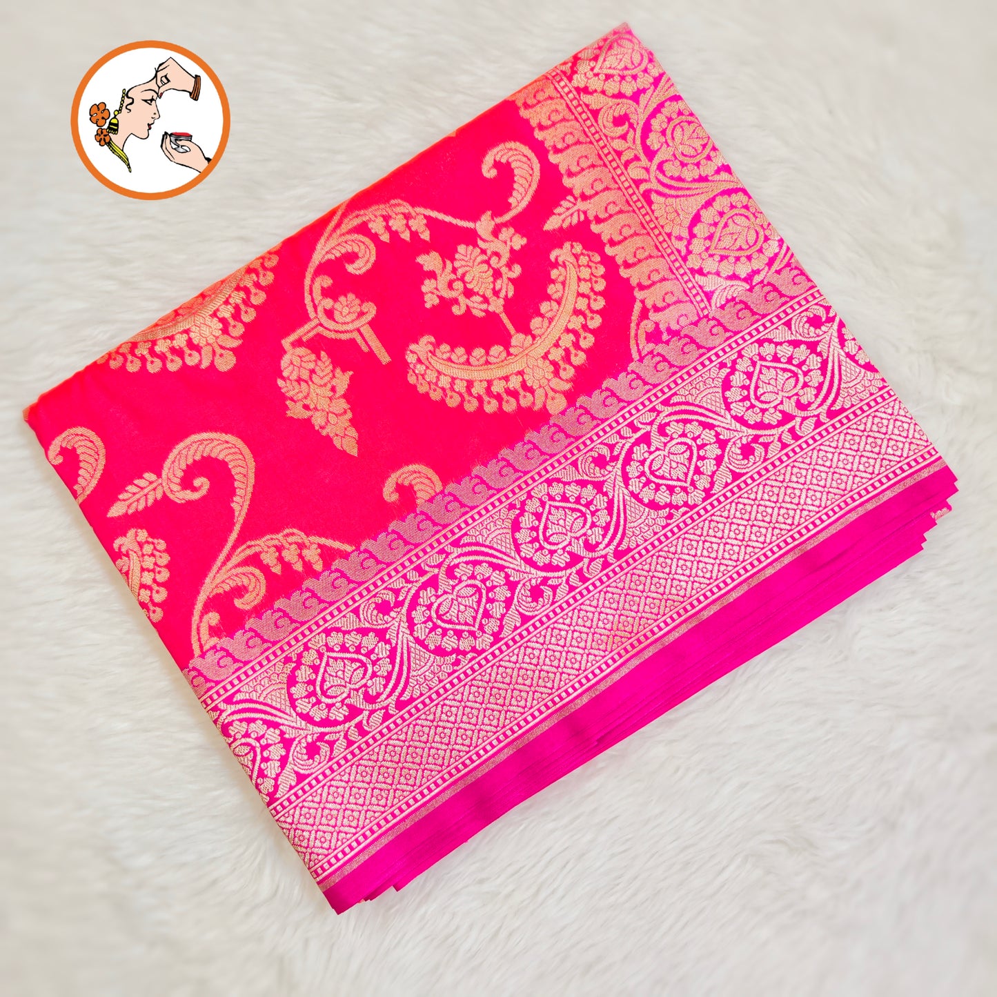 Pink with Magenta border classic Banarasi Designer Saree