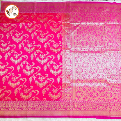Pink with Magenta border classic Banarasi Designer Saree