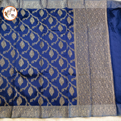 Blue Designer Banarasi Crush Saree