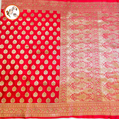 Red Bridal Pure Banarasi Partywear Saree with Zircon stones