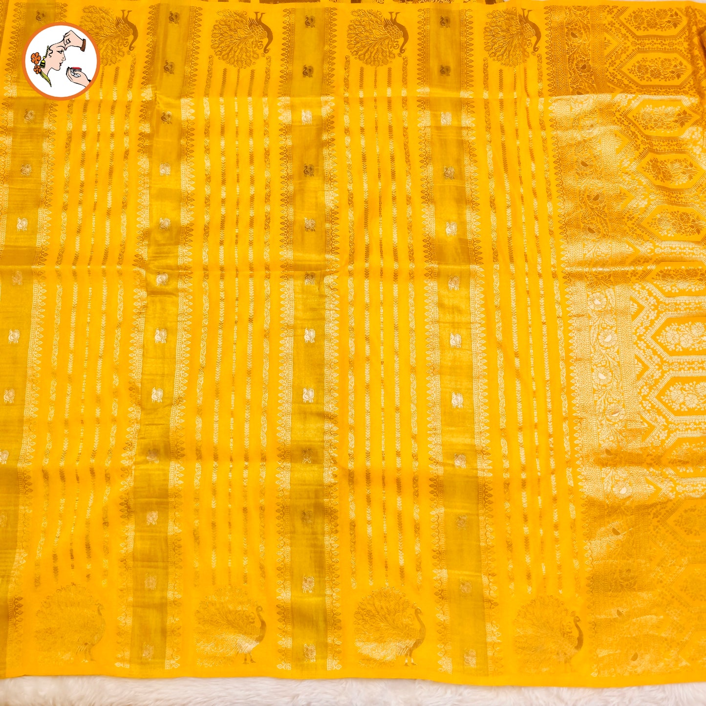 Yellow Peacock border Fancy Silk Saree