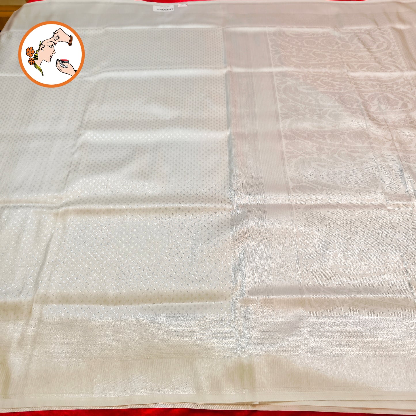 Silvery White Softy Fancy Silk Saree