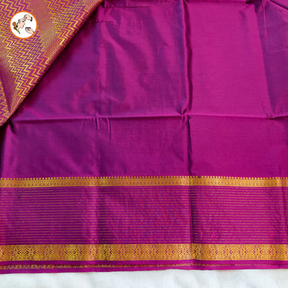 Dark blue with Purple Vairoosi border Soft Silk Saree