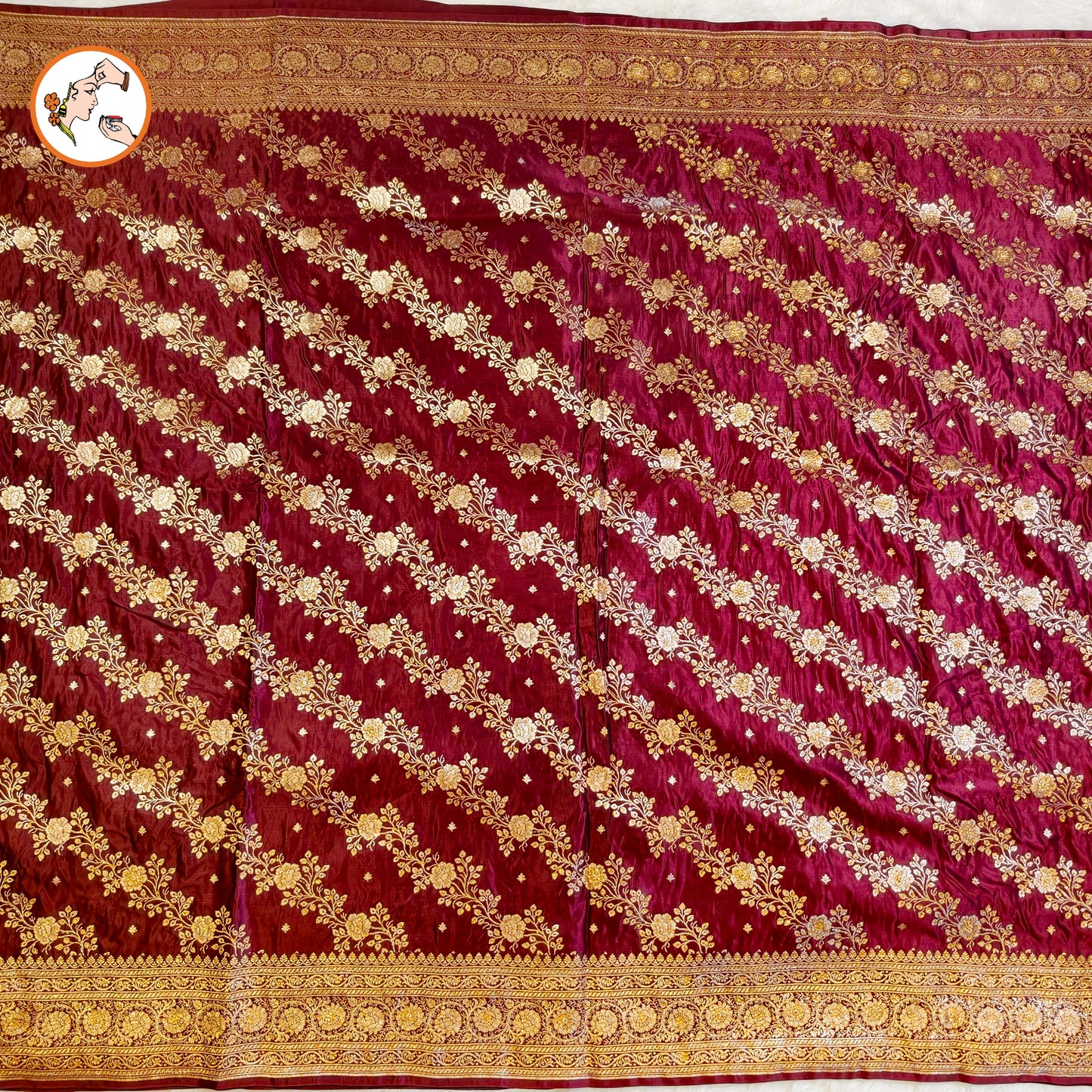 Maroon floral Jaal design Pure Banarasi Silk Partywear Saree