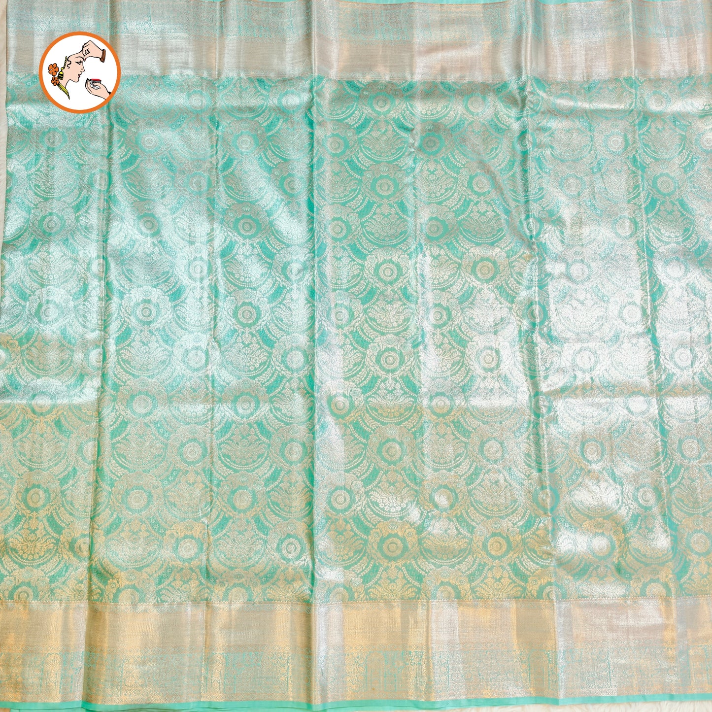 Pastel Mint Green Silver zari Kanchipuram High Tissue Silk Saree