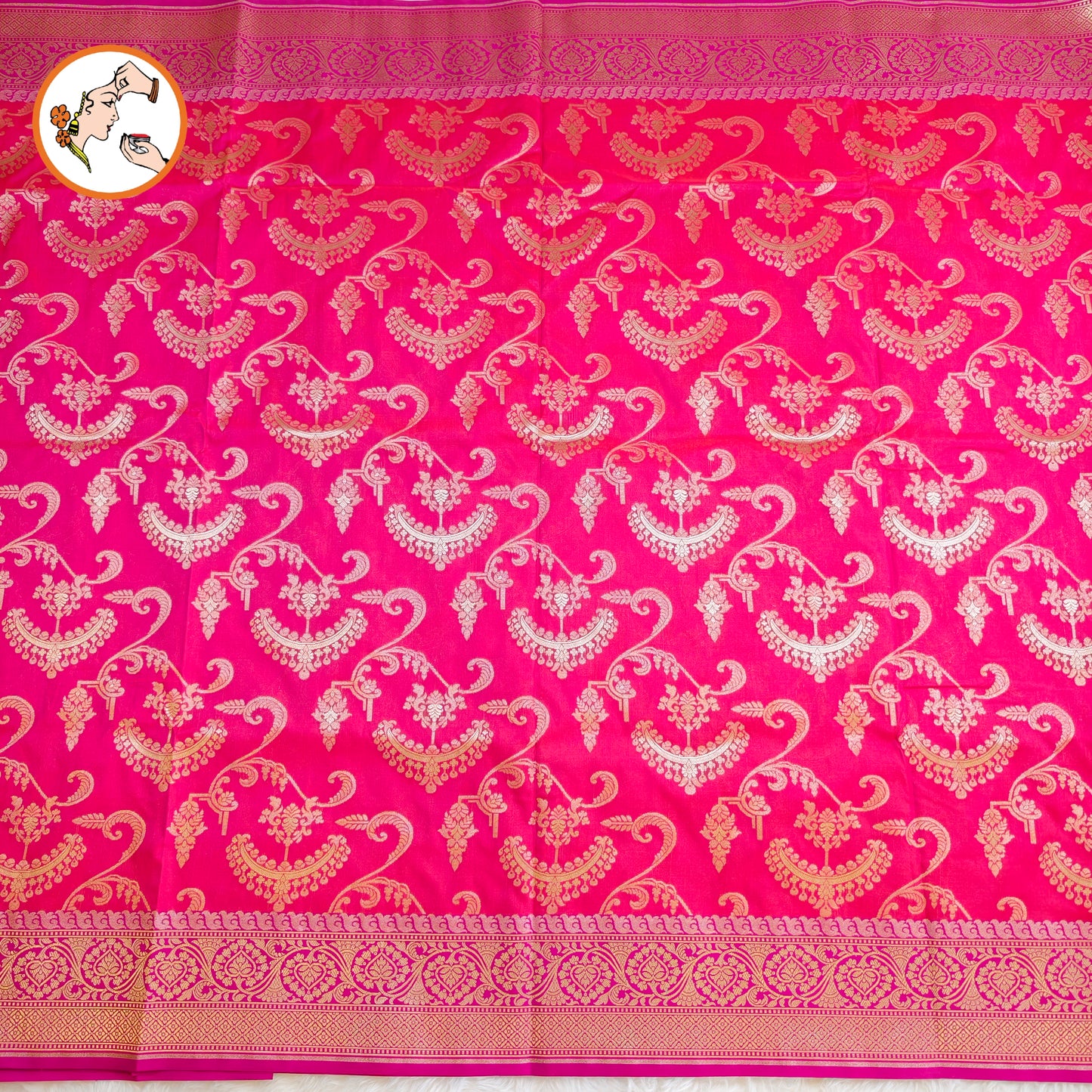 Pink with Magenta border classic Banarasi Designer Saree