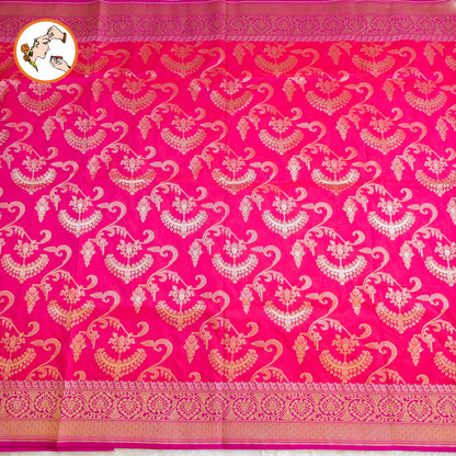 Pink with Magenta border classic Banarasi Designer Saree