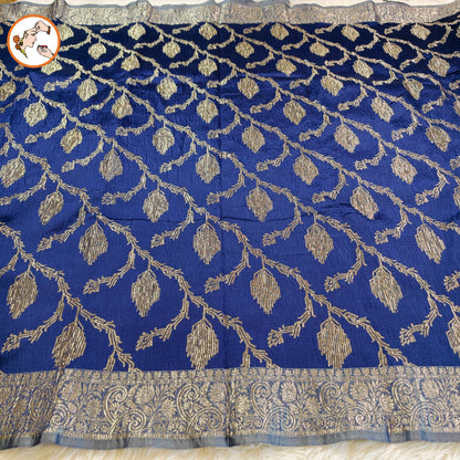 Blue Designer Banarasi Crush Saree