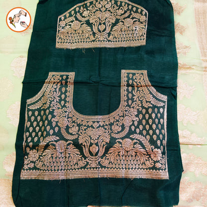 Light Green Pure Organza Designer Saree with contrast Dark Green blouse