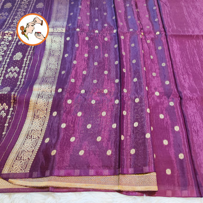 Dark Purple / Wine colour Rich Gold zari work Georgette Silk Fancy Saree