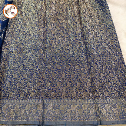 Blue Designer Banarasi Crush Saree