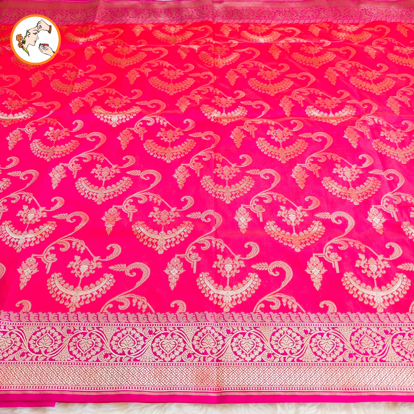 Pink with Magenta border classic Banarasi Designer Saree