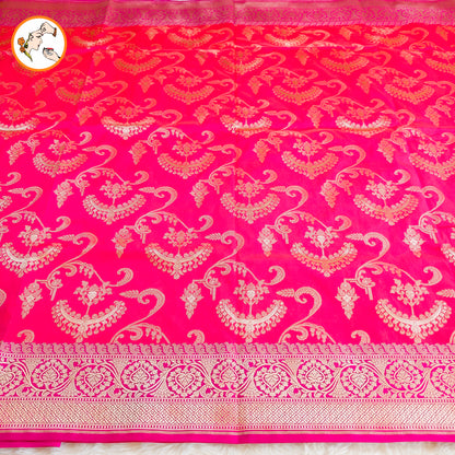 Pink with Magenta border classic Banarasi Designer Saree