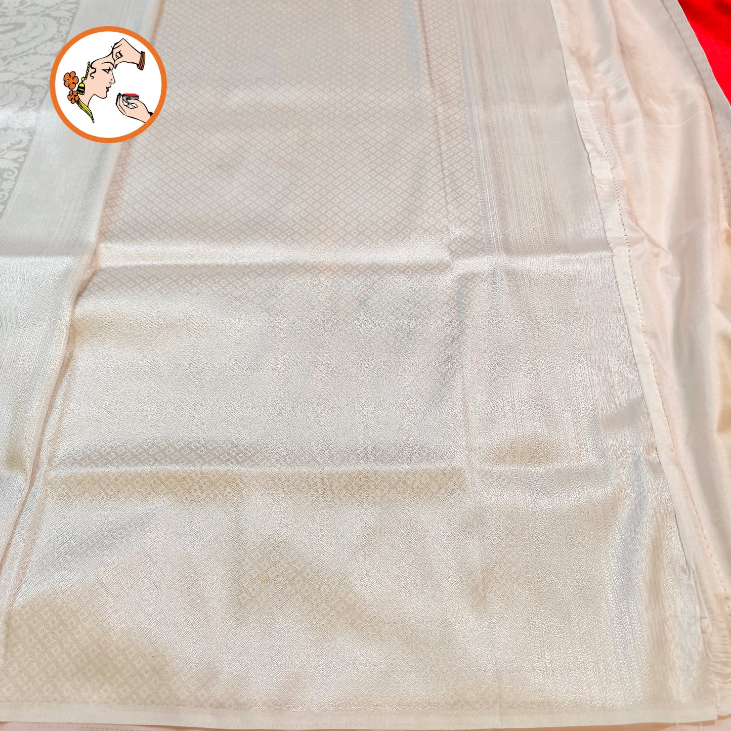 Silvery White Softy Fancy Silk Saree