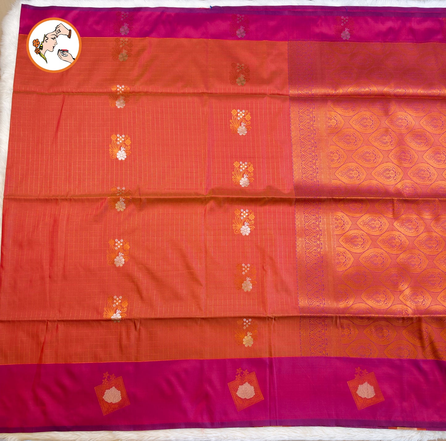 Mustard Vintage checks (Kattam) Fancy border Kanchipuram Soft Silk Saree