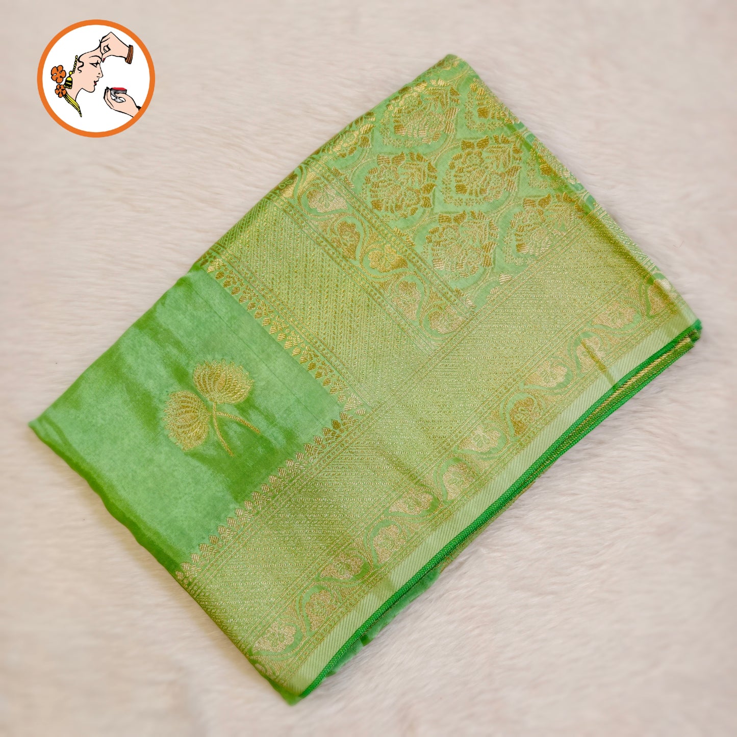 Pastel Green Antique zari Soft Light weight Banarasi Silk Partywear Saree