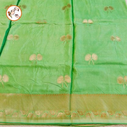 Pastel Green Antique zari Soft Light weight Banarasi Silk Partywear Saree