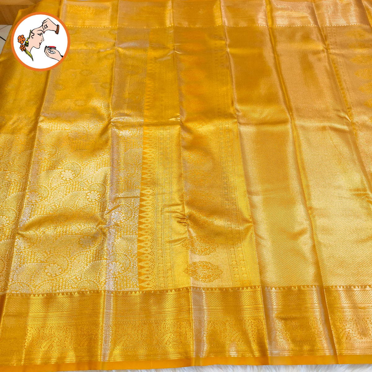 Gold Kanchipuram Mix Bridal High Tissue Silk Saree