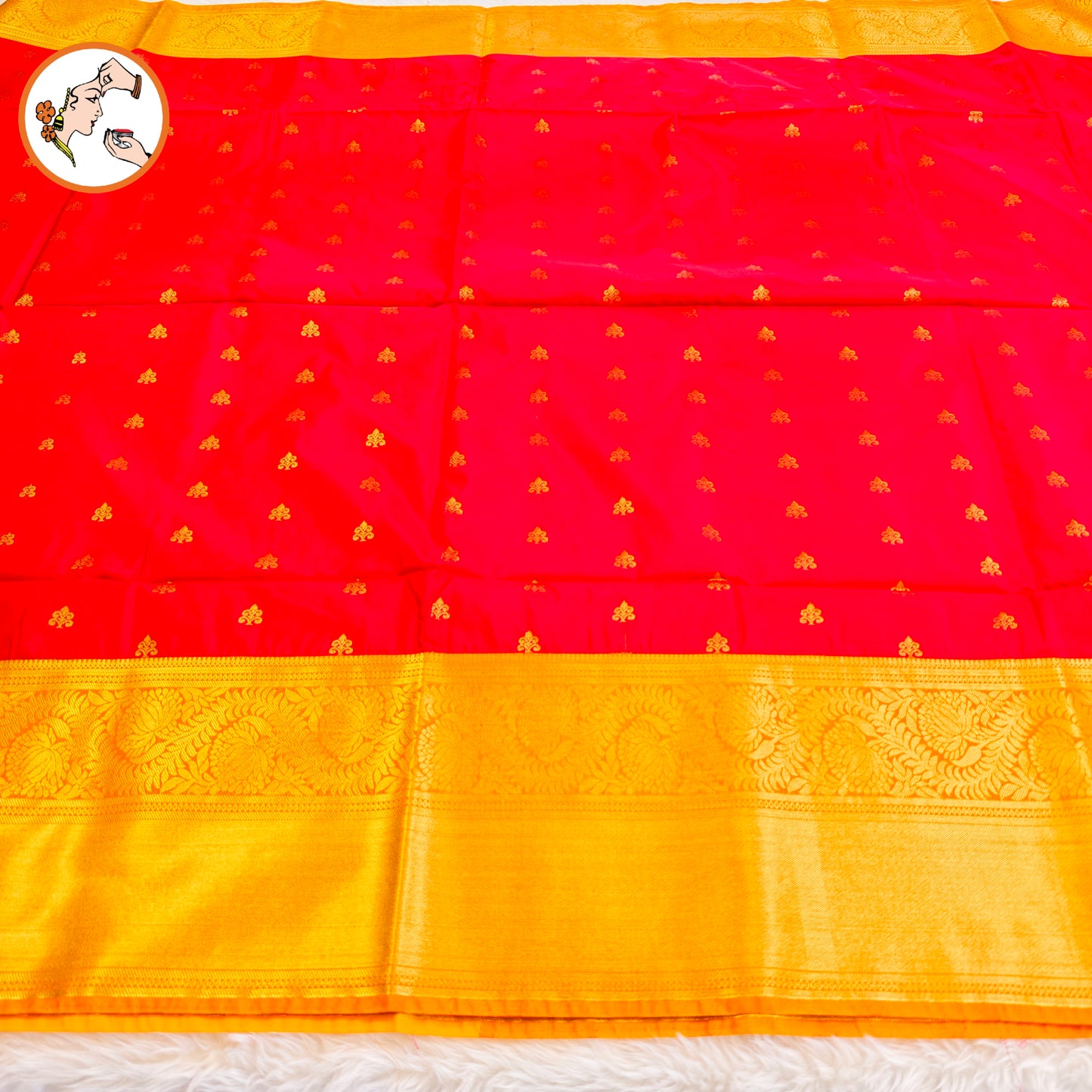 Red with Yellow border Traditional Kanchipuram Soft Silk Saree