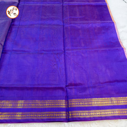 Lavender with Violet border Kolam motif Traditional Pure Silk Cotton Saree