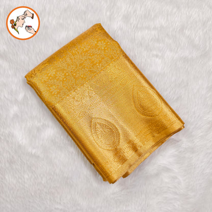 Gold Kanchipuram MIx Bridal High Tissue Silk Saree with Floral butta