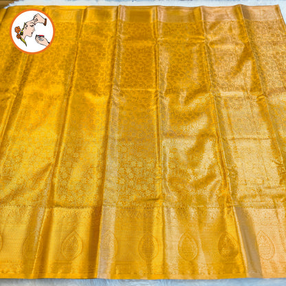 Gold Kanchipuram MIx Bridal High Tissue Silk Saree with Floral butta