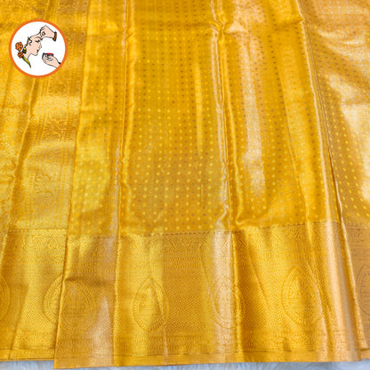 Gold Kanchipuram MIx Bridal High Tissue Silk Saree with Floral butta