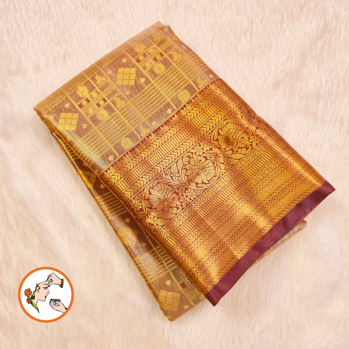 Coffee Brown (Arakku) colour Gold zari Kanchipuram High Tissue Bridal Silk Saree