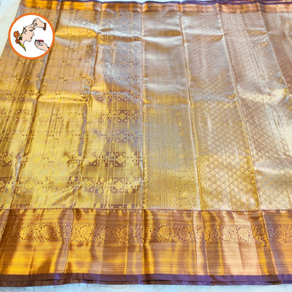 Coffee Brown (Arakku) colour Gold zari Kanchipuram High Tissue Bridal Silk Saree