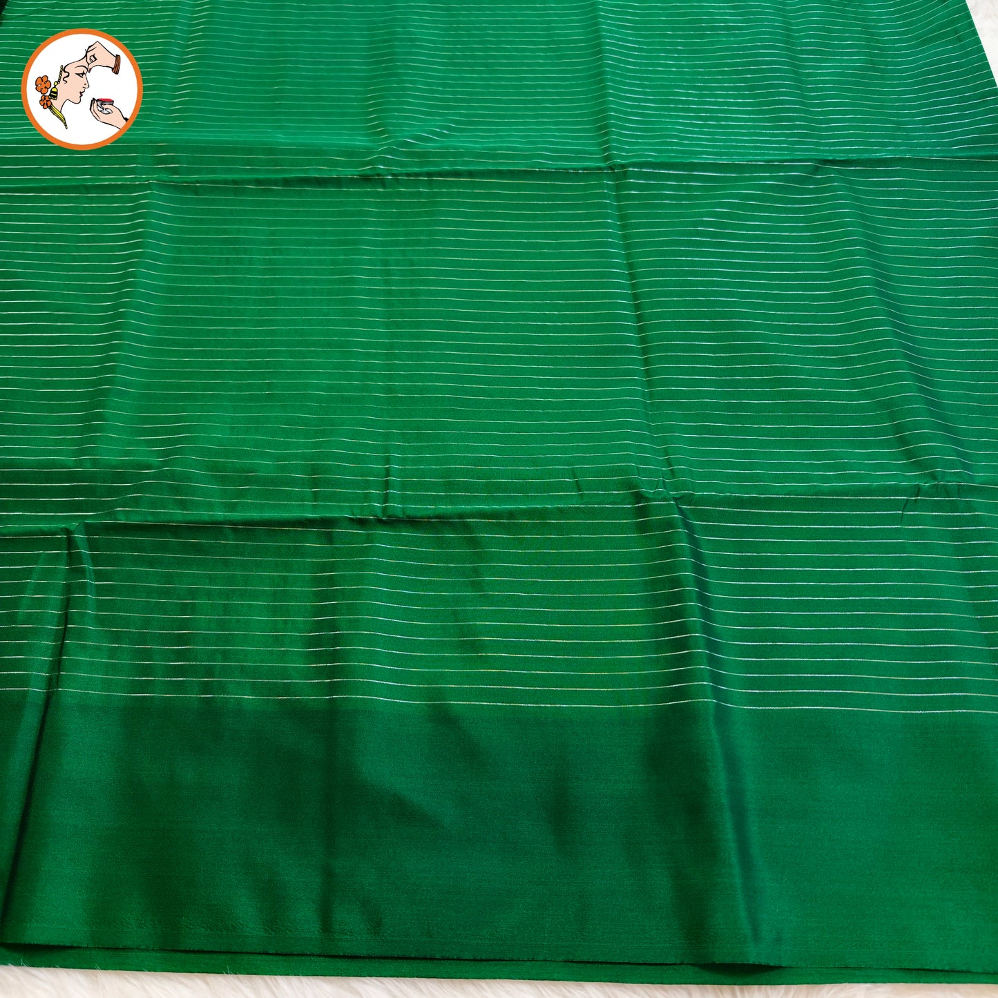 Grey with Dark Green Temple border Silver zari Kanchipuram Soft Silk Saree